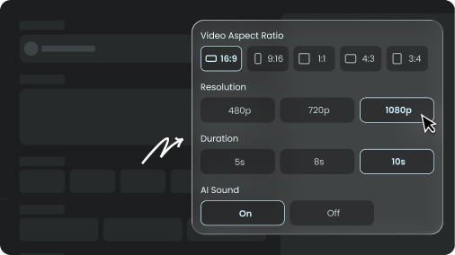 Aireel video settings panel for quality and format