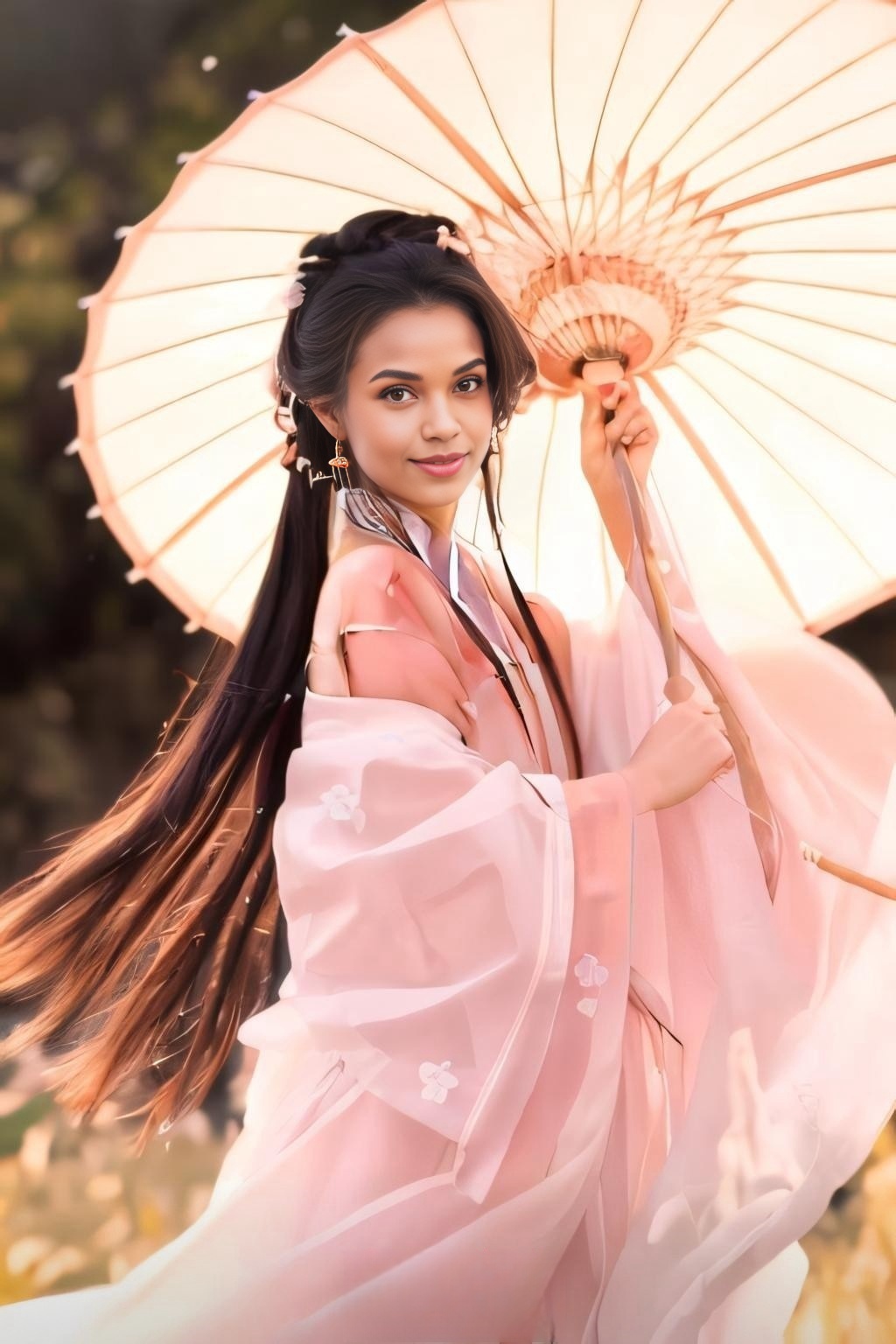 hanfu woman in pink