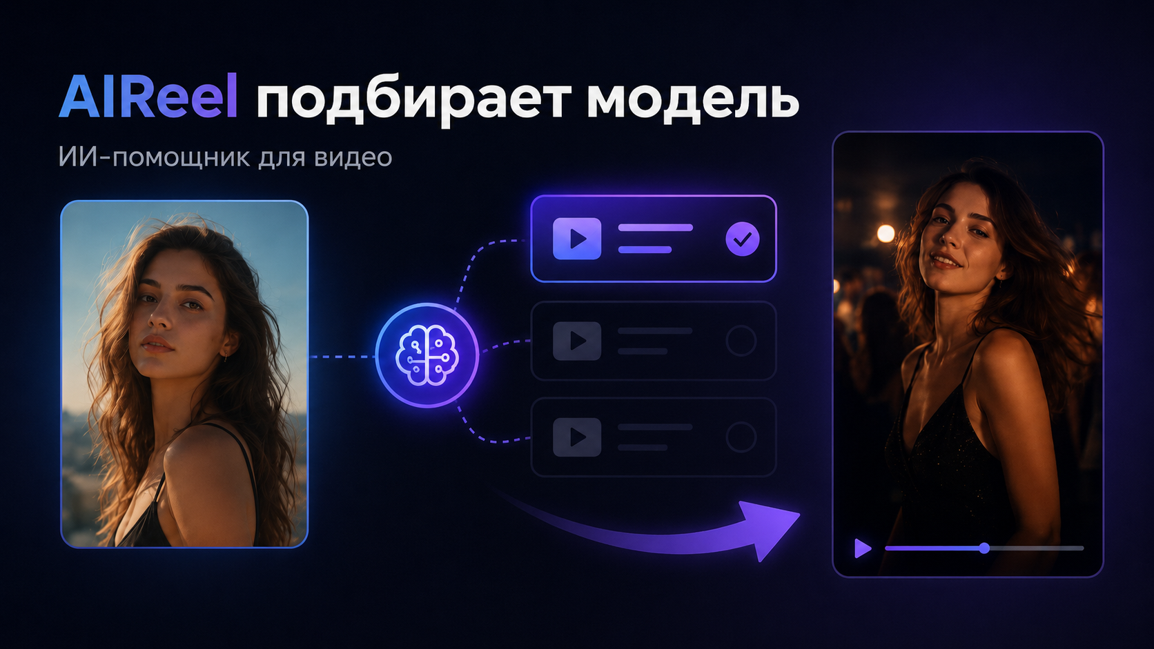 AIReel подбирает модель автоматически